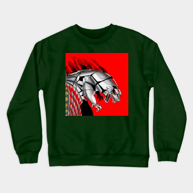 the cyborg mechagodzilla kaiju Crewneck Sweatshirt by jorge_lebeau